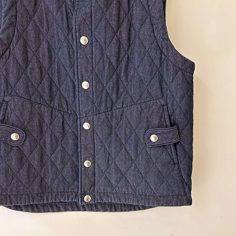 ティグルブロカンテ 7ozデニムキルティング Hiネックスナップベスト