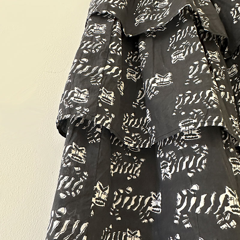 ティグルブロカンテ TIGREブロックプリント ティアードスカート