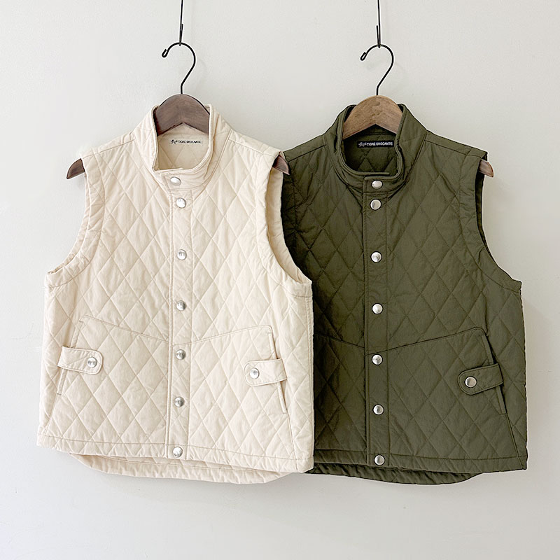 ティグルブロカンテ ナイロンツイルキルティング Hiネックスナップベスト unisex
