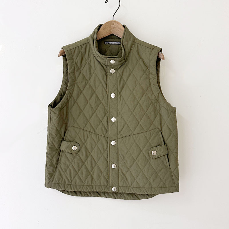 ティグルブロカンテ ナイロンツイルキルティング Hiネックスナップベスト unisex