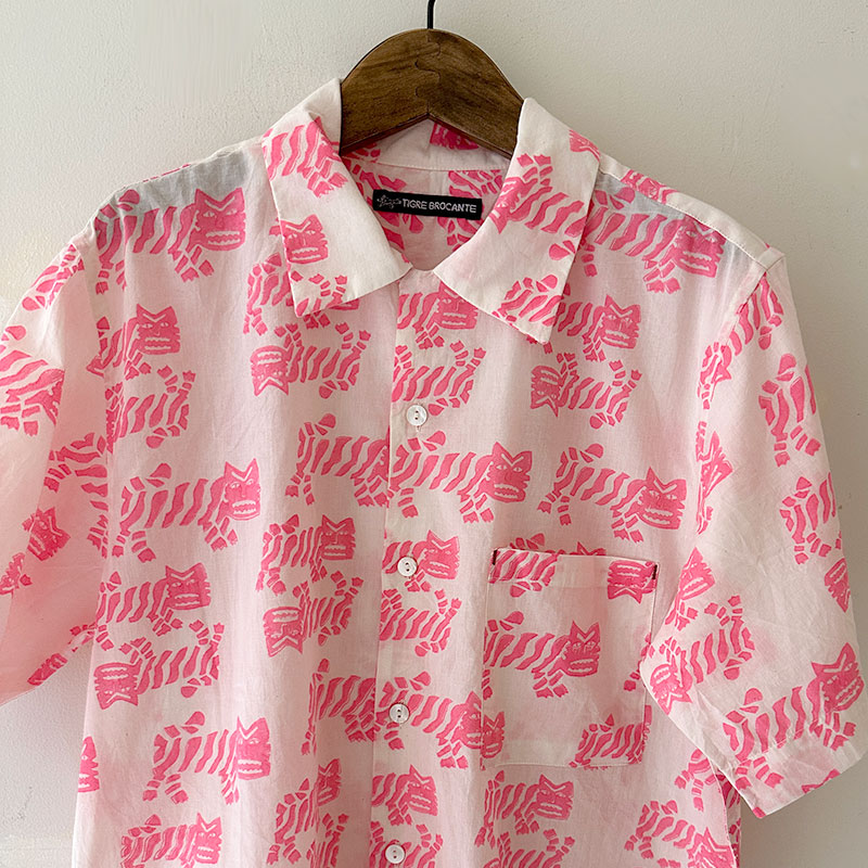 ティグルブロカンテ TIGREブロックプリント BOX S/Sシャツ unisex