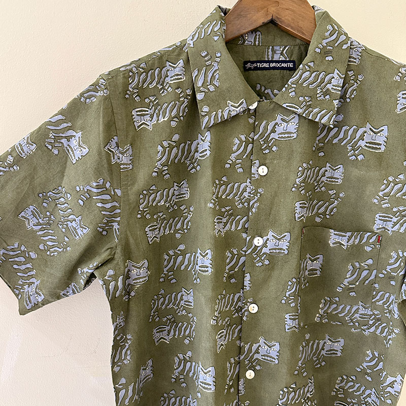 ティグルブロカンテ TIGREブロックプリント BOX S/Sシャツ unisex