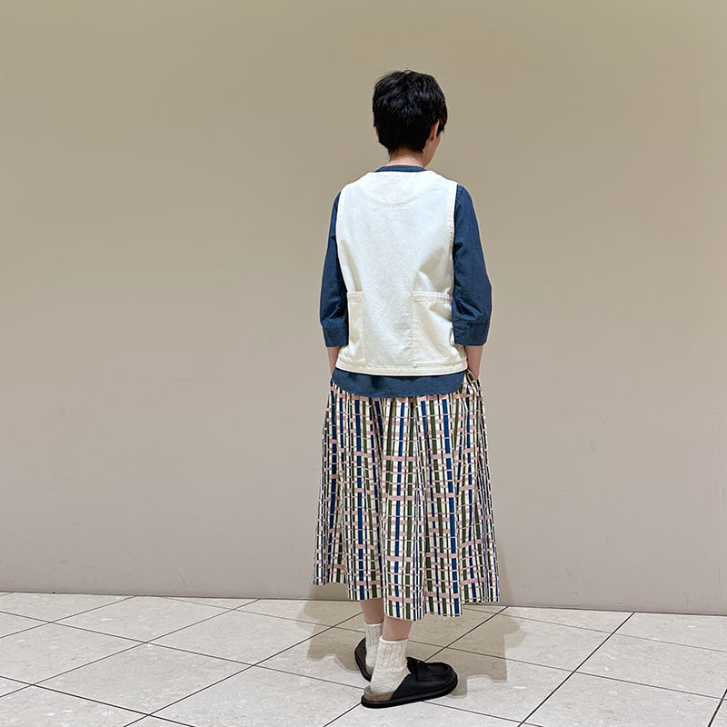 ティグルブロカンテ シャツデニム チーパオラウンドベスト Natural