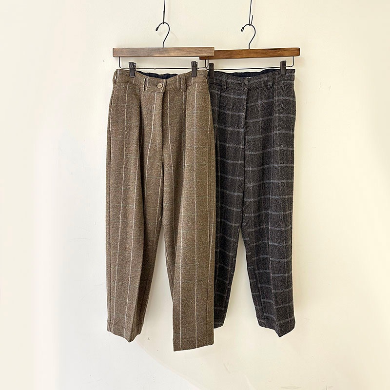 ティグルブロカンテ ヘリンボンチェックウール コモドスラックス