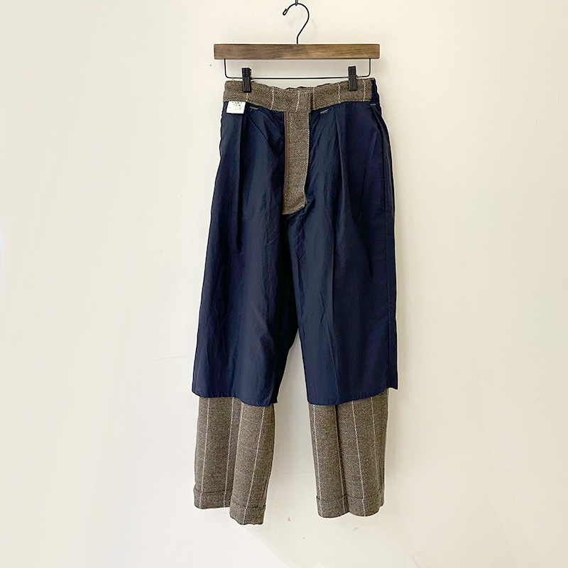 ティグルブロカンテ ヘリンボンチェックウール コモドスラックス