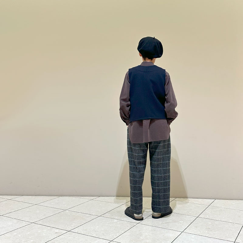 ティグルブロカンテ ヘリンボンチェックウール コモドスラックス