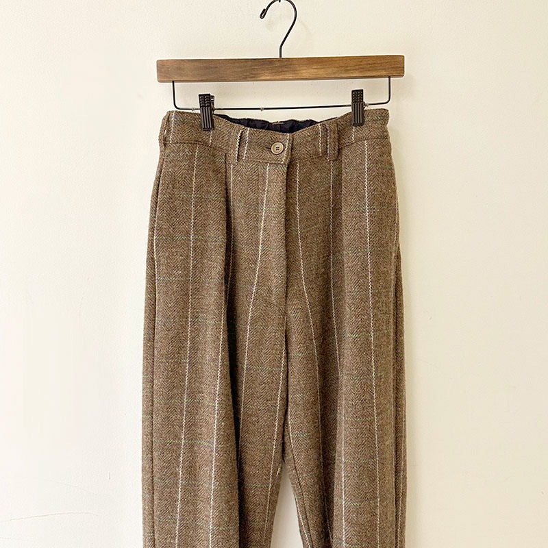 ティグルブロカンテ ヘリンボンチェックウール コモドスラックス