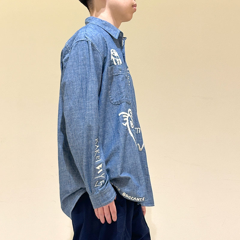 再入荷　ティグルブロカンテ kakei boys刺繍 レギュラーワークシャツ unisex indigo
