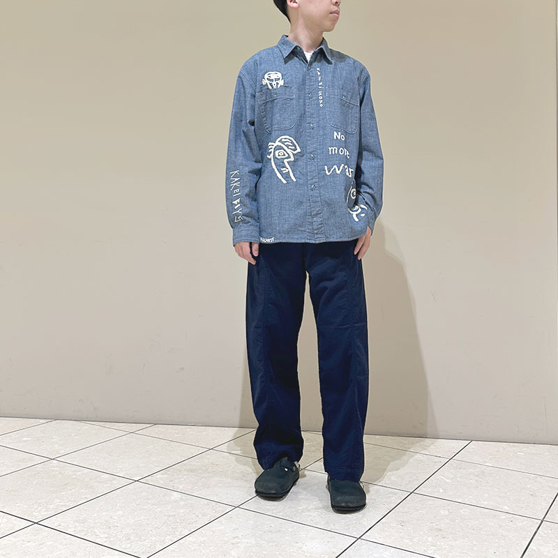 再入荷　ティグルブロカンテ kakei boys刺繍 レギュラーワークシャツ unisex indigo