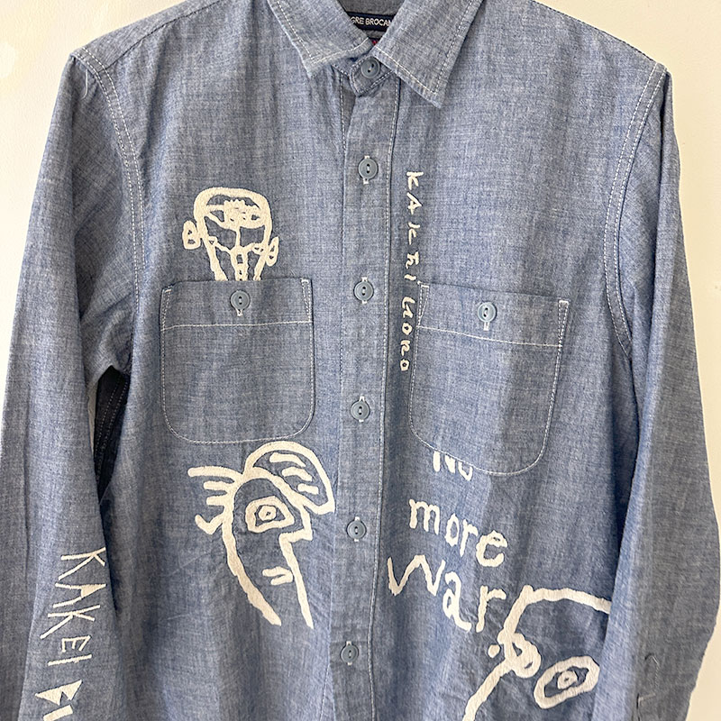 再入荷　ティグルブロカンテ kakei boys刺繍 レギュラーワークシャツ unisex indigo