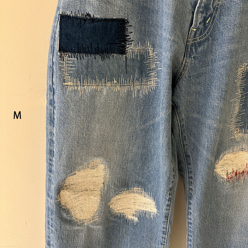 ティグルブロカンテ 12.75ozDenim Big5Pocketパンツ unisex Hand Damage