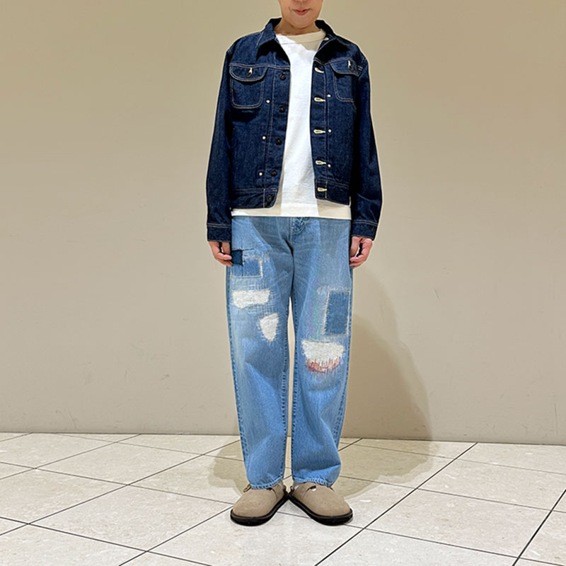ティグルブロカンテ 12.75ozDenim Big5Pocketパンツ unisex Hand Damage