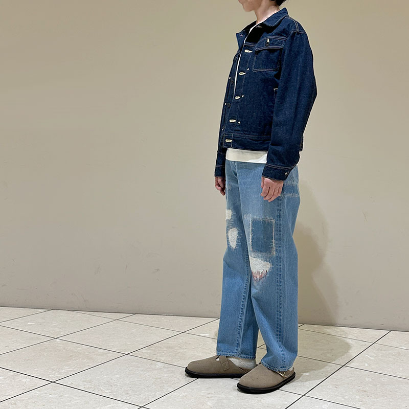 ティグルブロカンテ 12.75ozDenim Big5Pocketパンツ unisex Hand Damage