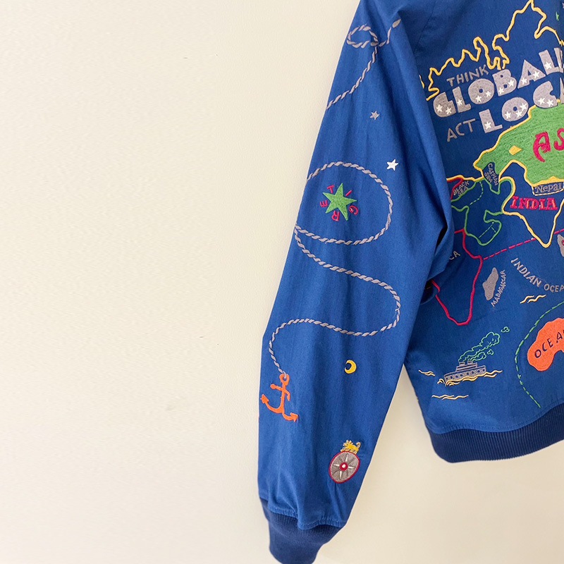 ティグルブロカンテ WorldMap 刺繍 スカジャン unisex Indigo