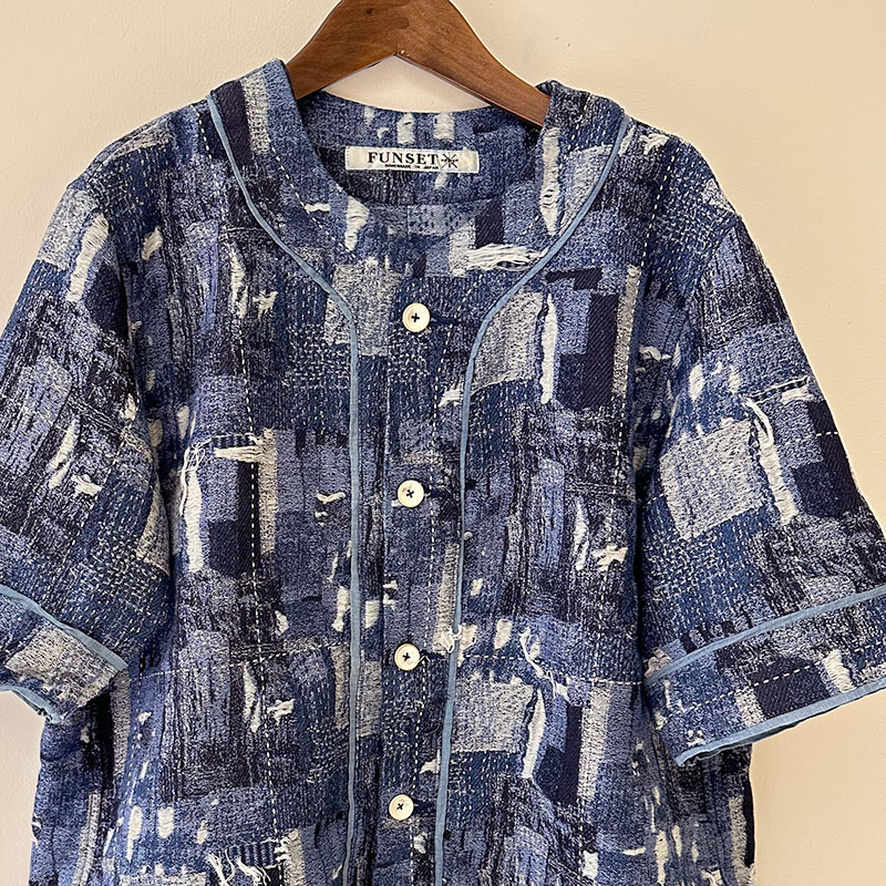 FUNSET OF ART ファンセットオブアート INDジャガードBOROベースボールシャツ