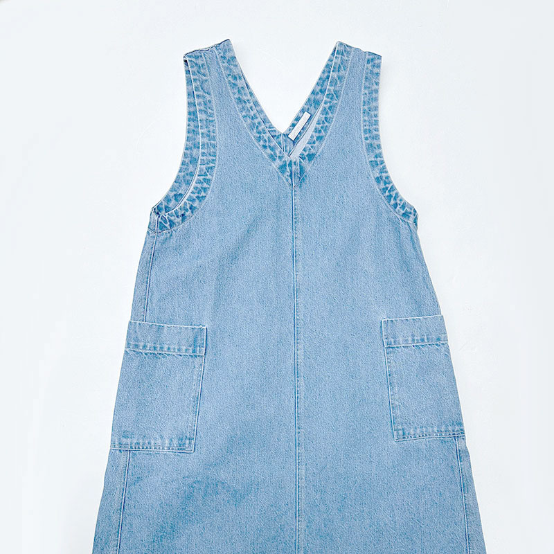 ティグルブロカンテ C/Liデニム VネックワークN/Sワンピース fade