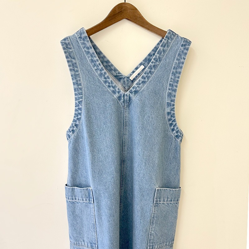ティグルブロカンテ C/Liデニム VネックワークN/Sワンピース fade