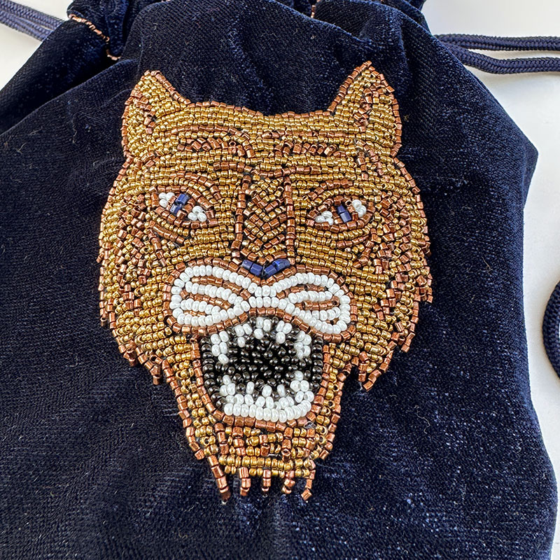 ティグルブロカンテ Tigre刺繍巾着バッグ