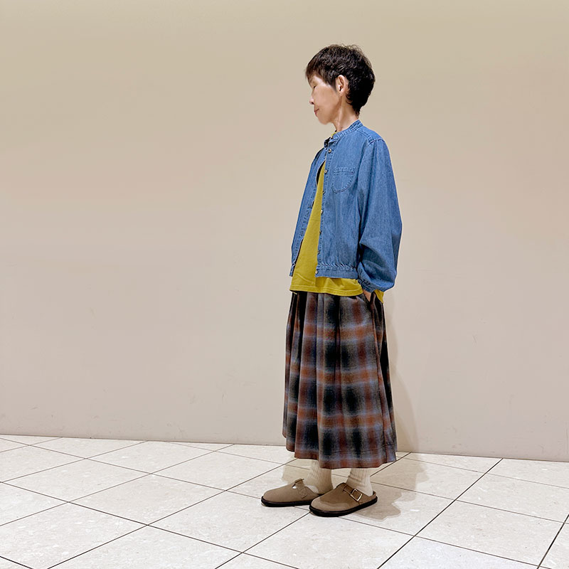 ティグルブロカンテ 6ozDenim スタンドギャザーブラウス Fade