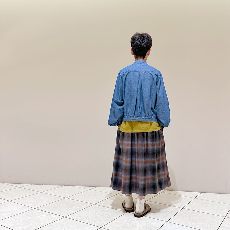 ティグルブロカンテ 6ozDenim スタンドギャザーブラウス Fade