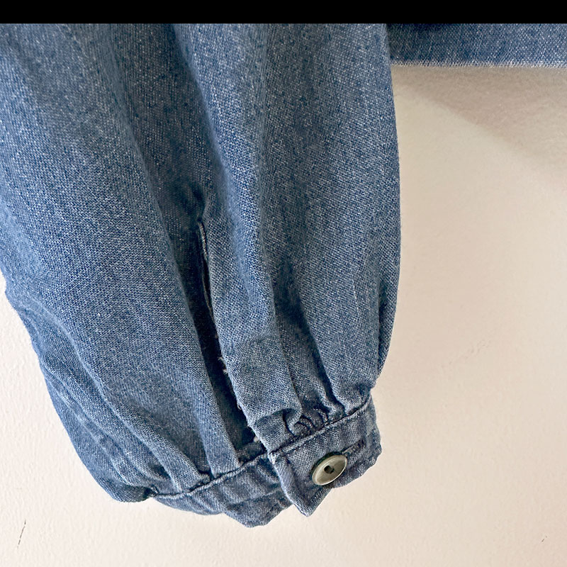 ティグルブロカンテ 6ozDenim スタンドギャザーブラウス Fade