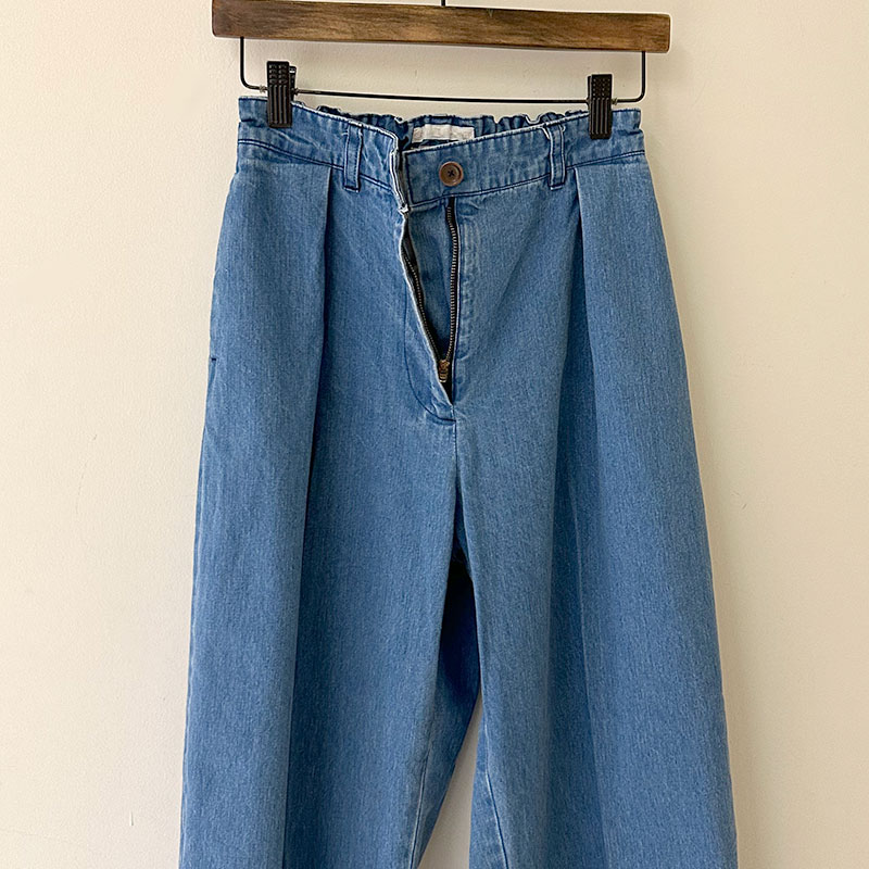 ティグルブロカンテ 10.5ozフラットデニム コモド9分丈スラックス Fede