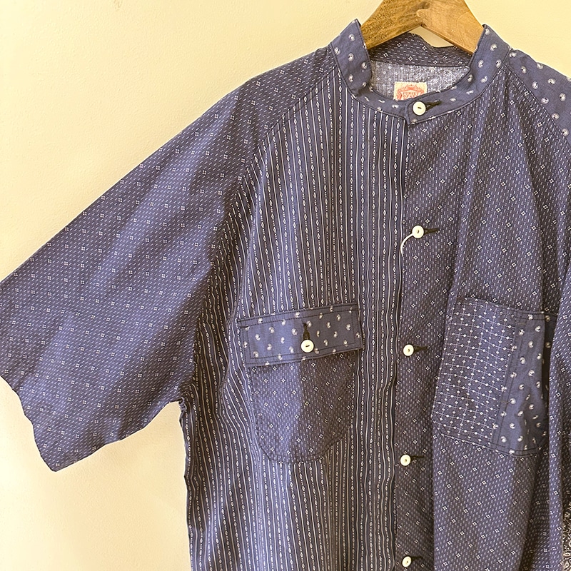 FUNSET OF ART ファンセットオブアート 小紋柄パッチワーク半袖カバーシャツ