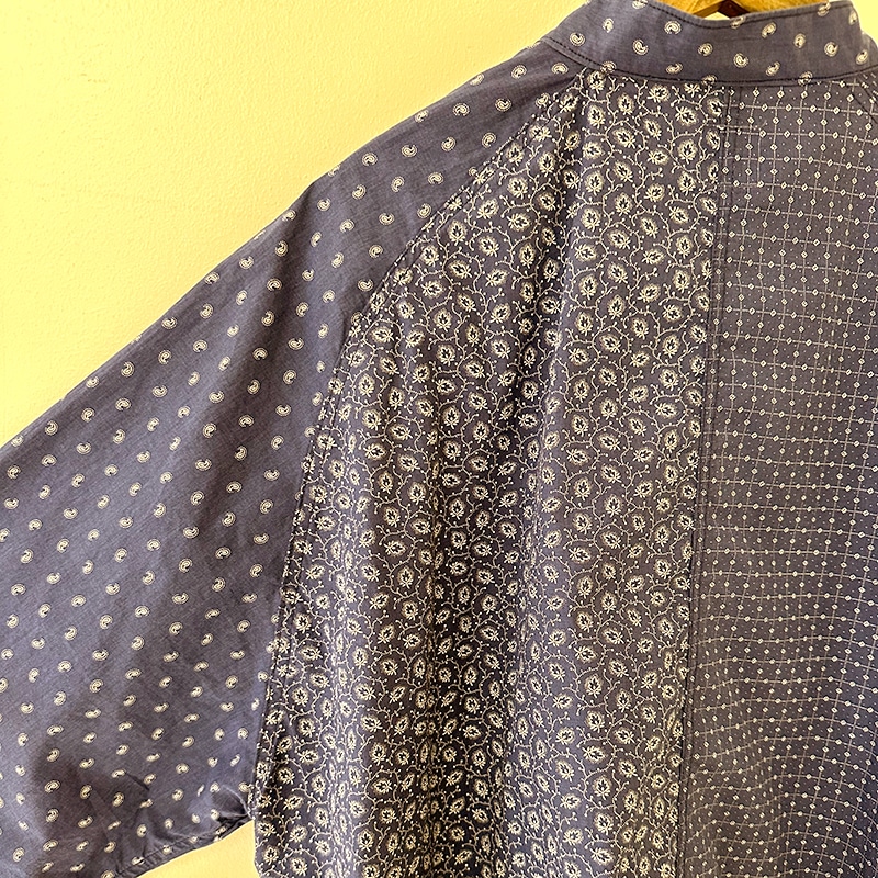 FUNSET OF ART ファンセットオブアート 小紋柄パッチワーク半袖カバーシャツ