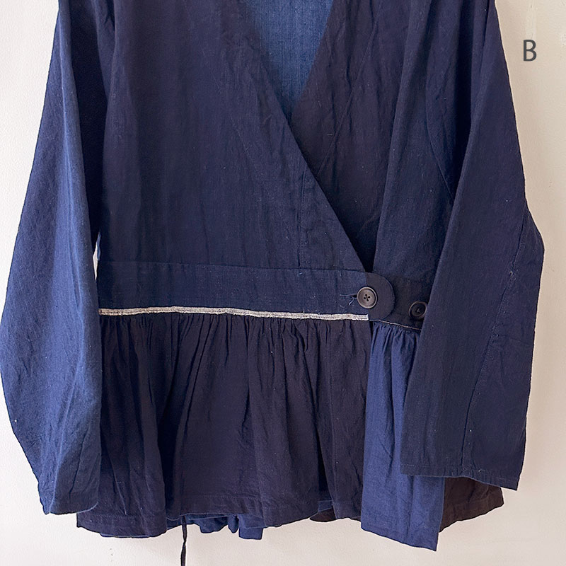 ティグルブロカンテ 藍の古布 ベルトギャザーチュニック Indigo