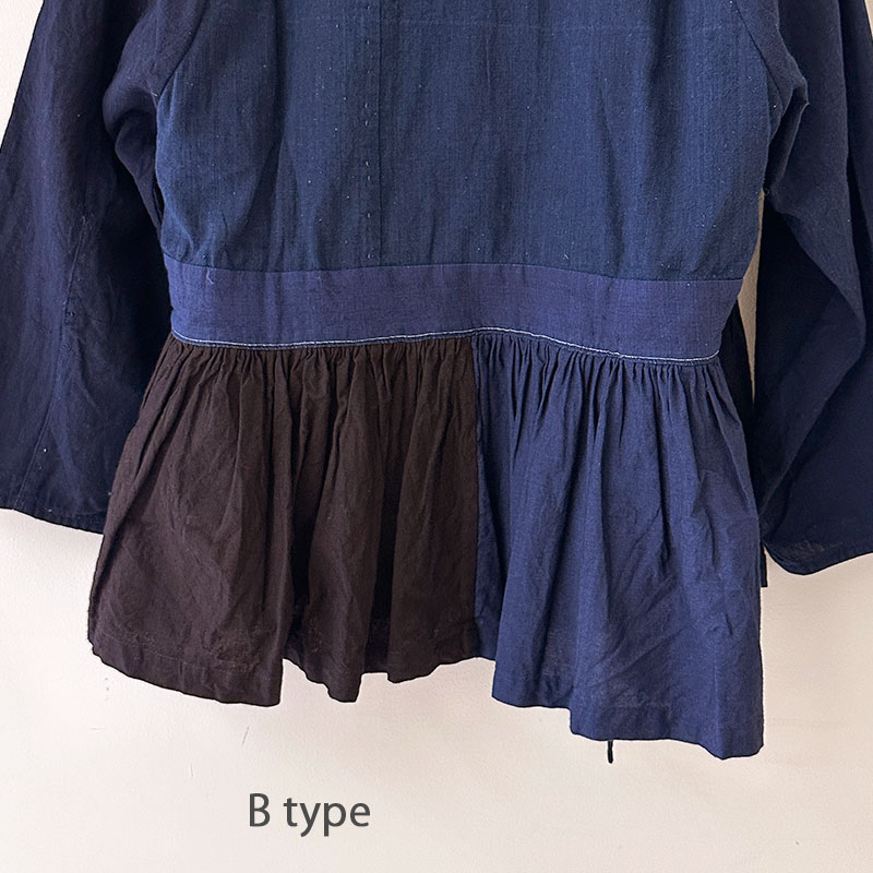 ティグルブロカンテ 藍の古布 ベルトギャザーチュニック Indigo