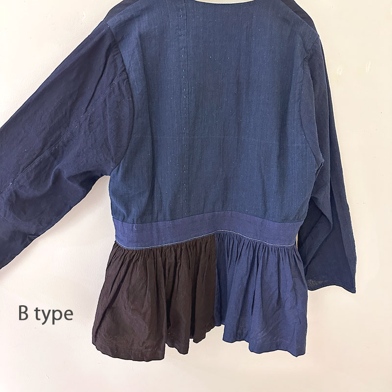 ティグルブロカンテ 藍の古布 ベルトギャザーチュニック Indigo
