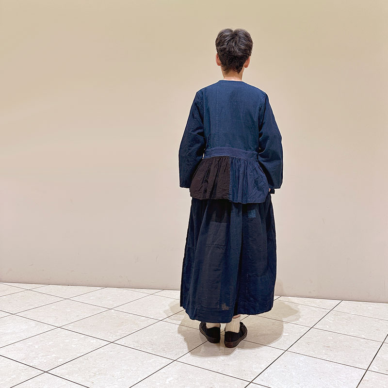 ティグルブロカンテ 藍の古布 ベルトギャザーチュニック Indigo