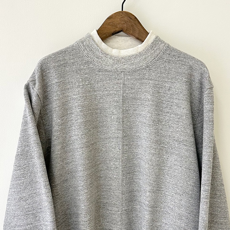 ティグルブロカンテ 杢グレー裏毛 Wモック ステッチスウェット unisex Gray