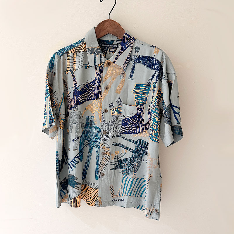 ティグルブロカンテ Lively animalsレーヨン ベニスビーチS/S シャツ unisex