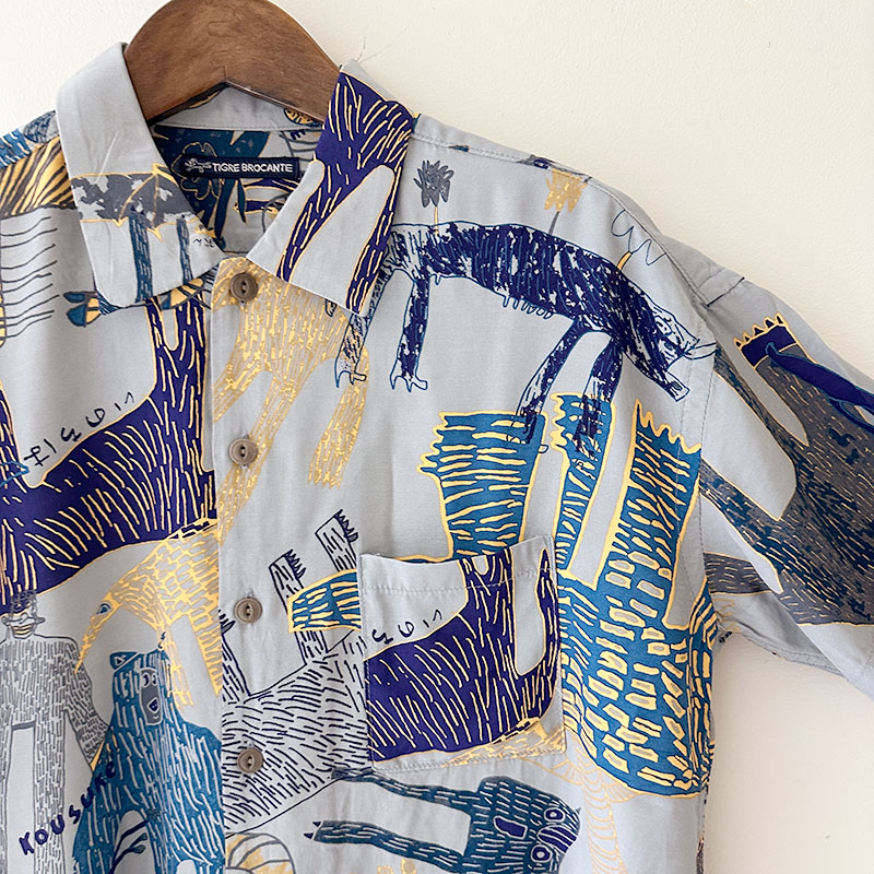 ティグルブロカンテ Lively animalsレーヨン ベニスビーチS/S シャツ unisex