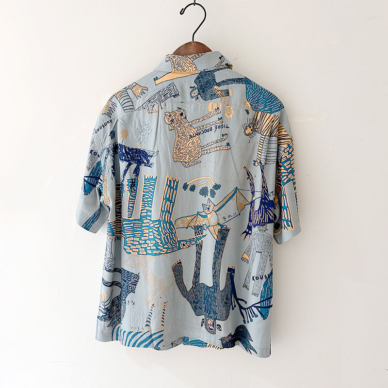 ティグルブロカンテ Lively animalsレーヨン ベニスビーチS/S シャツ unisex