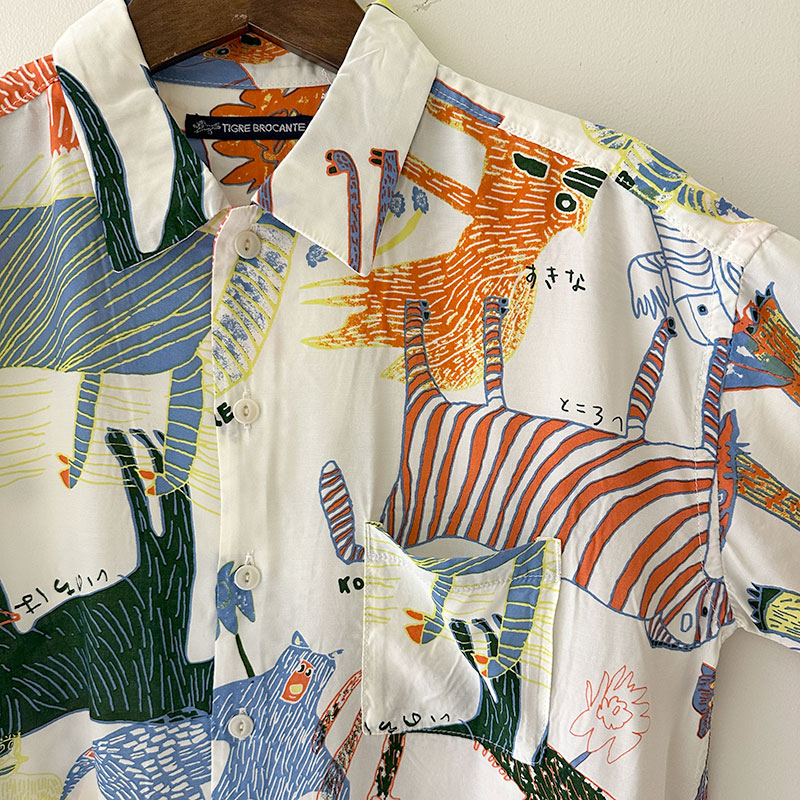 ティグルブロカンテ Lively animalsレーヨン ベニスビーチS/S シャツ unisex