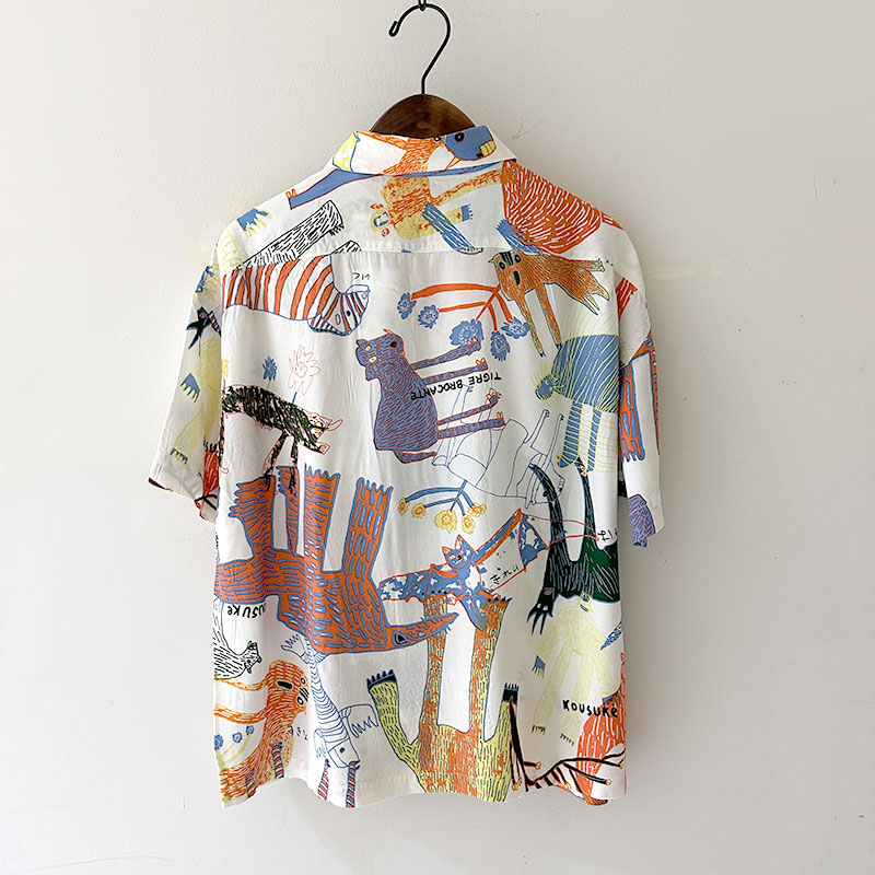 ティグルブロカンテ Lively animalsレーヨン ベニスビーチS/S シャツ unisex