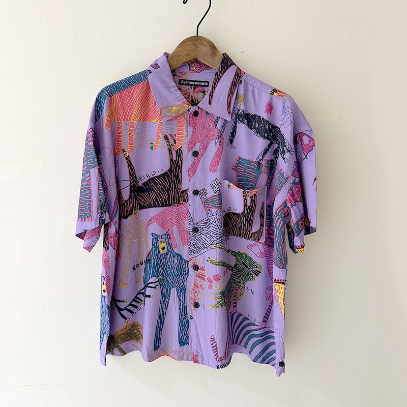 ティグルブロカンテ Lively animalsレーヨン ベニスビーチS/S シャツ unisex