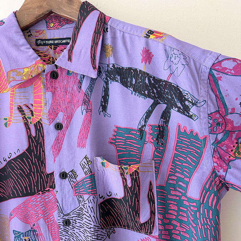 ティグルブロカンテ Lively animalsレーヨン ベニスビーチS/S シャツ unisex