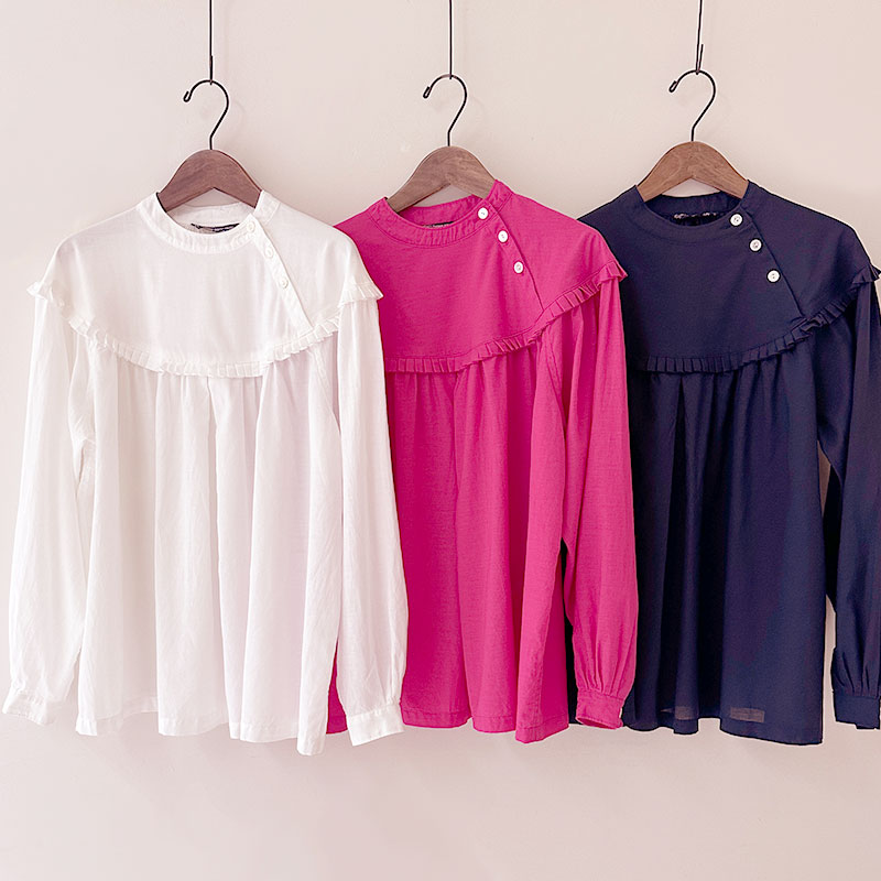 ティグルブロカンテ コットンテンセルローン ラウンドヨークチュニック