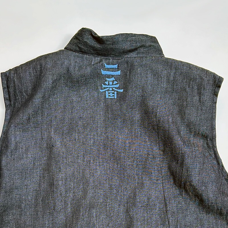 ティグルブロカンテ 大津絵ドラゴン刺繍 オープンZIPベスト unisex Indigo