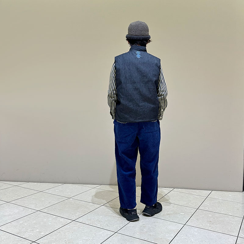 ティグルブロカンテ 大津絵ドラゴン刺繍 オープンZIPベスト unisex Indigo