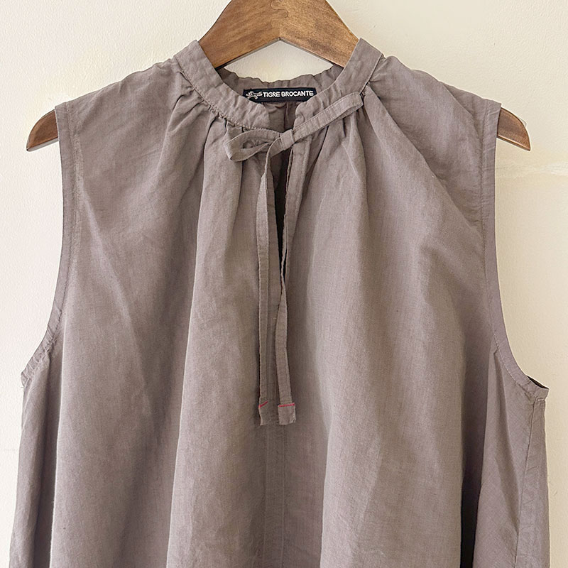 ティグルブロカンテ 80/1高密度C/Li ギャザーtie N/Sチュニック Charcoal