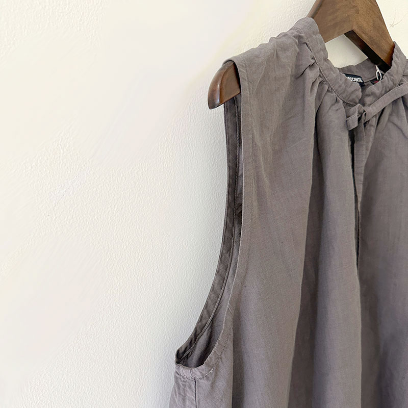 ティグルブロカンテ 80/1高密度C/Li ギャザーtie N/Sチュニック Charcoal