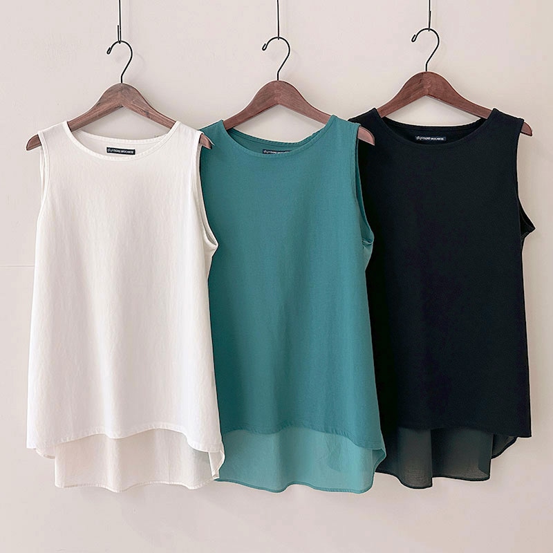 KAZUYUKI KUMAGAIフレスカ天竺 カットオフタンクトップ フレスカ天竺 カットオフタンクトップ バックプリント - KAZUYUKI