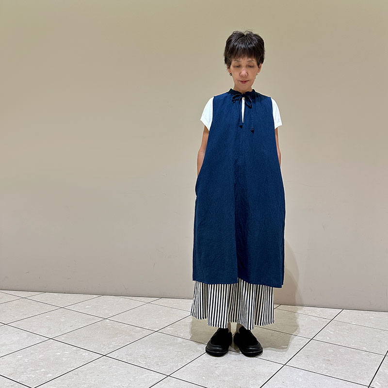 ティグルブロカンテ コットンリネンコードサッカー ギャザーTie N/S ワンピース AI