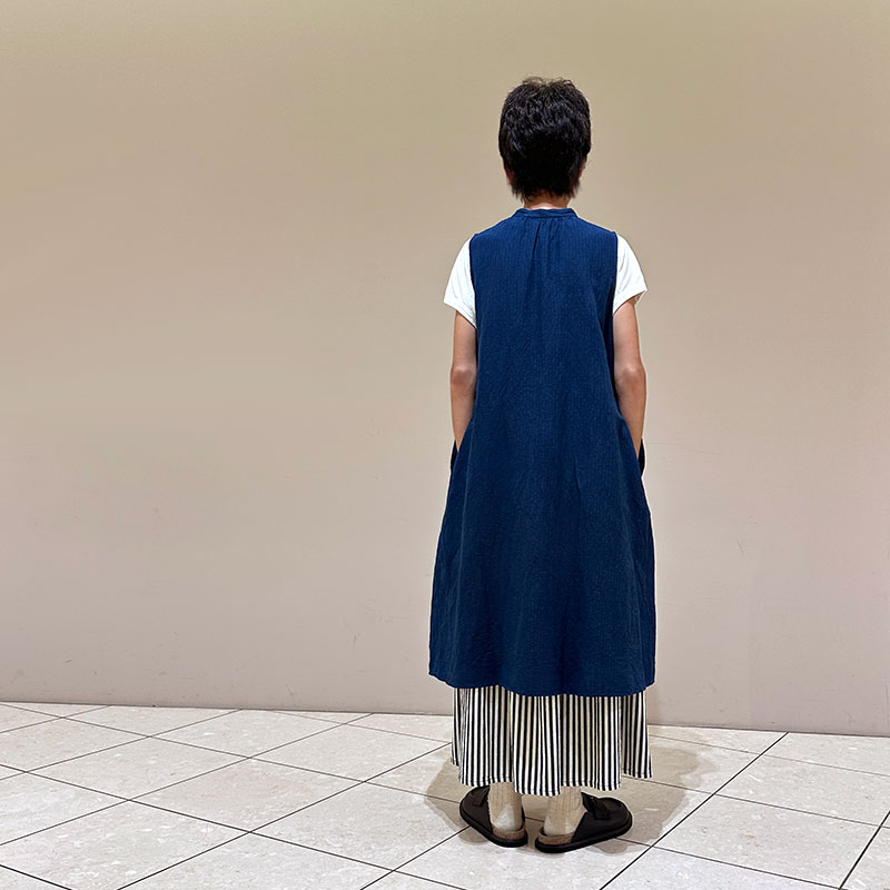 ティグルブロカンテ コットンリネンコードサッカー ギャザーTie N/S ワンピース AI