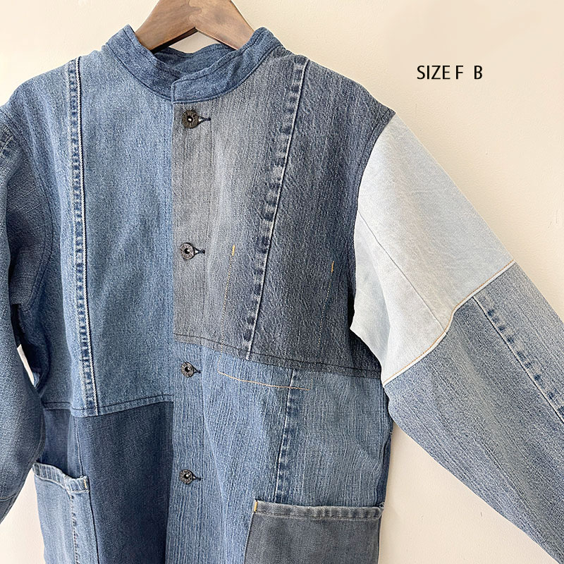 ティグルブロカンテ デニムMIX スタンドカバーオール unisex Indigo