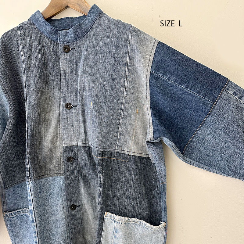 ティグルブロカンテ デニムMIX スタンドカバーオール unisex Indigo